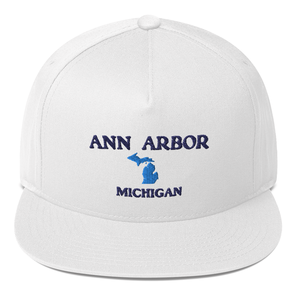 'Ann Arbor Michigan' Flat Bill Snapback Cap (w/ Michigan Outline)