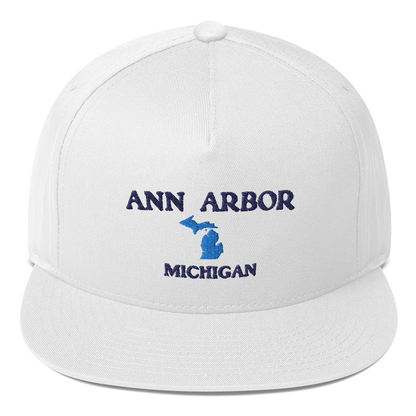 'Ann Arbor Michigan' Flat Bill Snapback Cap (w/ Michigan Outline)