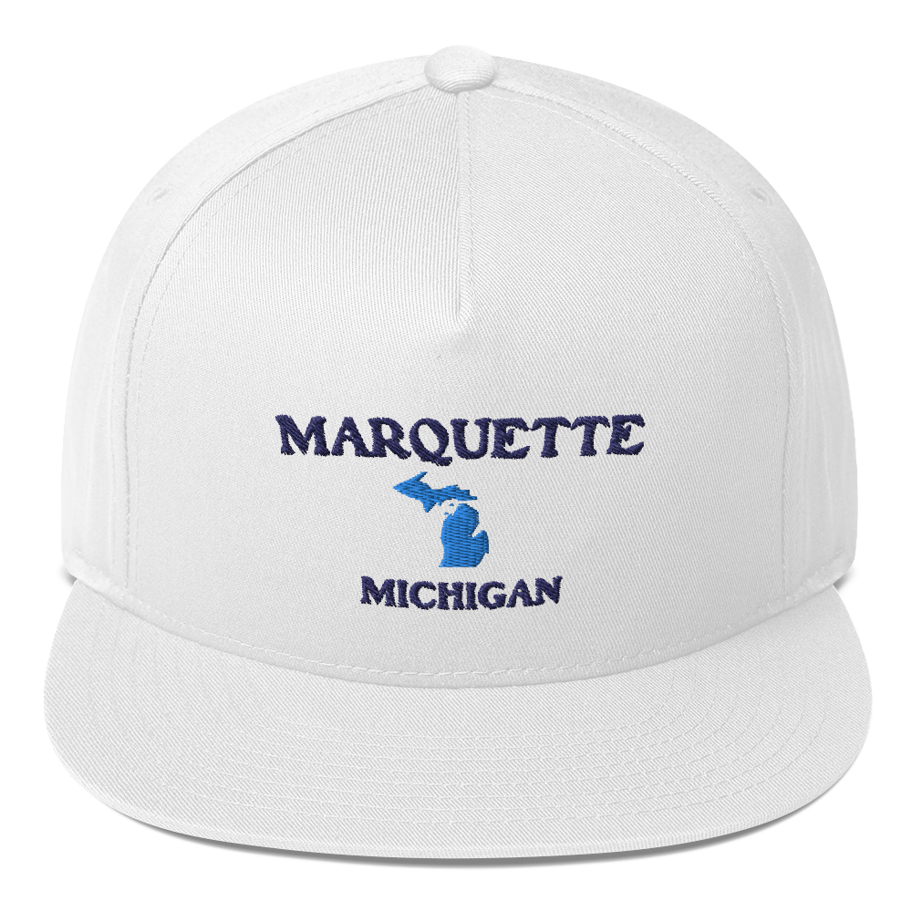 'Marquette Michigan' Flat Bill Snapback (w/ Michigan Outline)