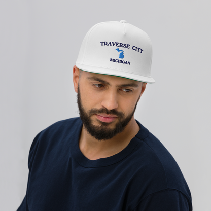 'Traverse City Michigan' Flat Bill Snapback (w/ Michigan Outline)