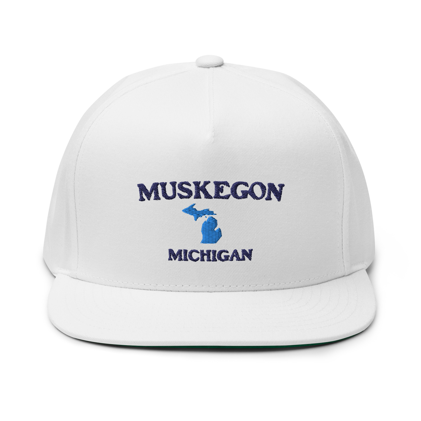 'Muskegon Michigan' Flat Bill Snapback (w/ Michigan Outline)