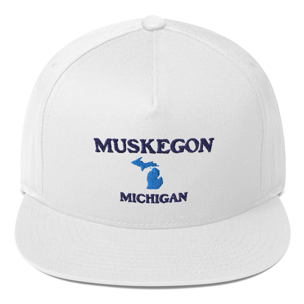 'Muskegon Michigan' Flat Bill Snapback (w/ Michigan Outline)