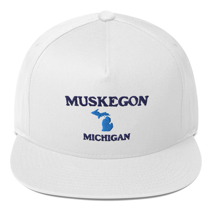 'Muskegon Michigan' Flat Bill Snapback (w/ Michigan Outline)