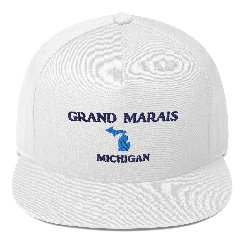 'Grand Marais Michigan' Flat Bill Snapback (w/ Michigan Outline)