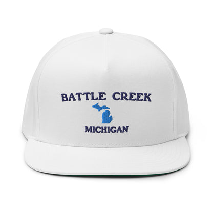 'Battle Creek Michigan' Flat Bill Snapback (w/ Michigan Outline)