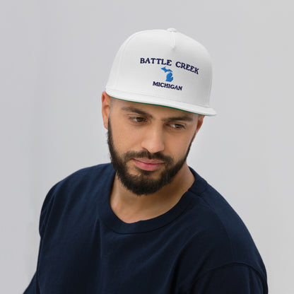 'Battle Creek Michigan' Flat Bill Snapback (w/ Michigan Outline)