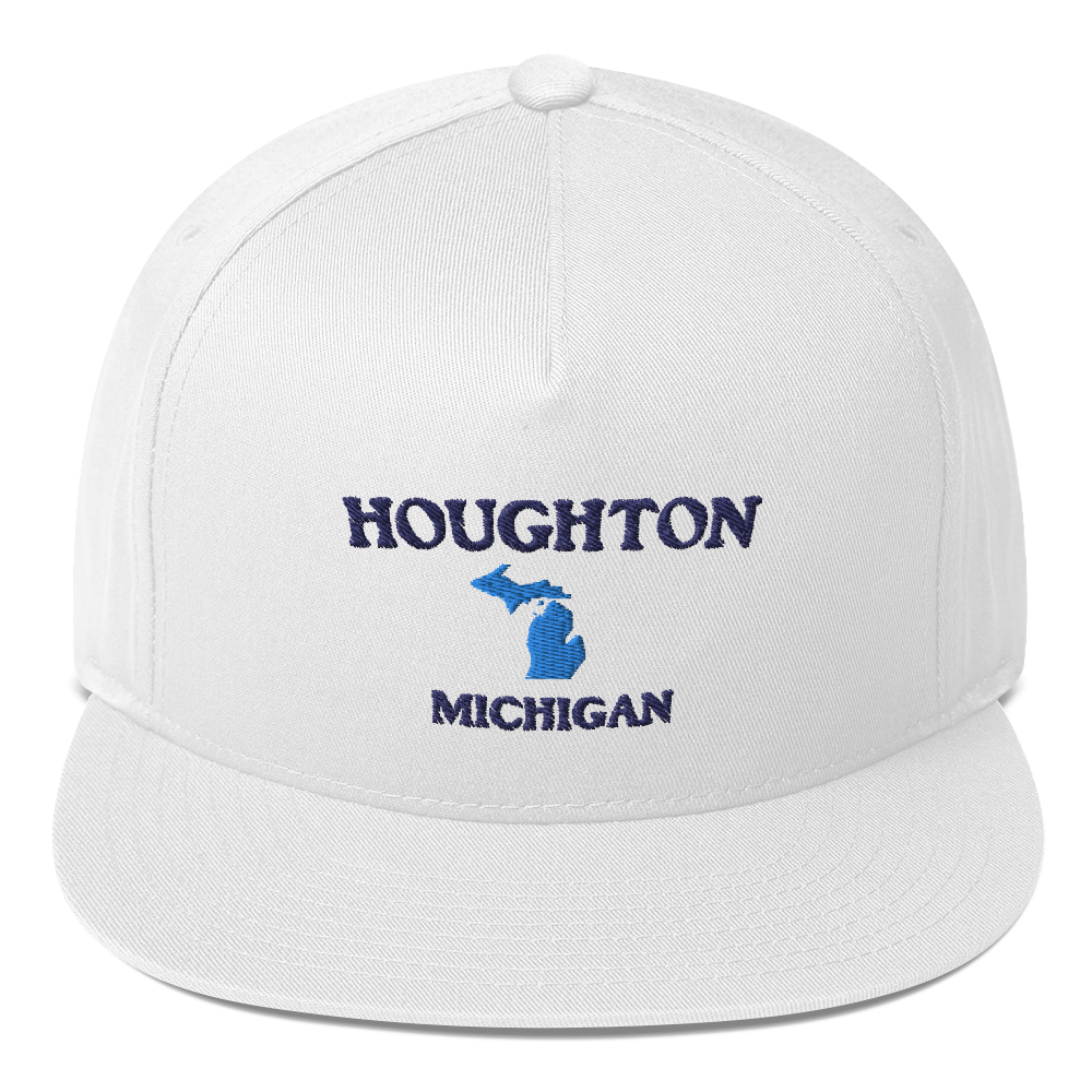 'Houghton Michigan' Flat Bill Snapback (w/ Michigan Outline)