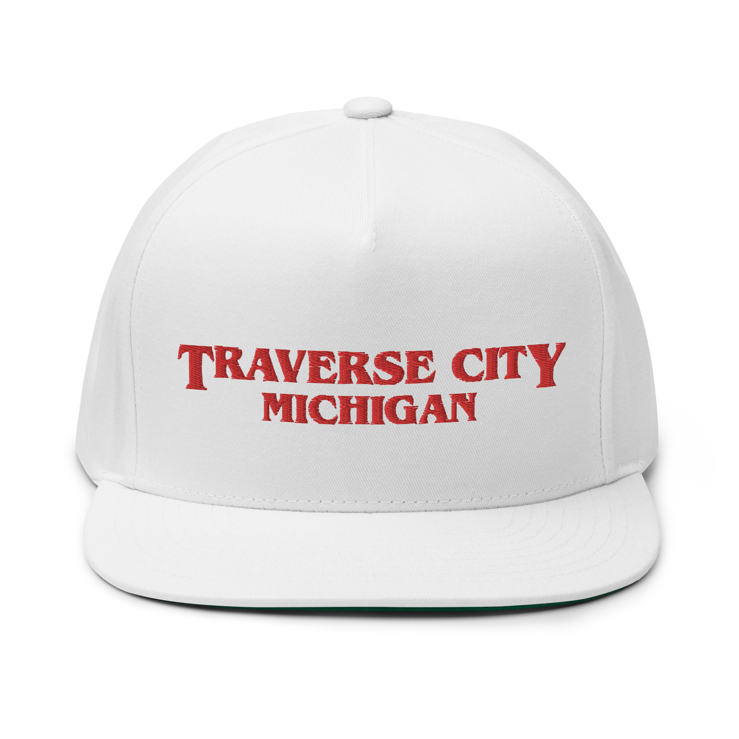 'Traverse City Michigan' Flat Bill Snapback (1980s Drama Parody)