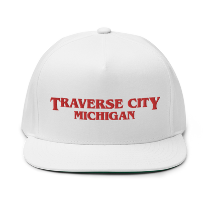 'Traverse City Michigan' Flat Bill Snapback (1980s Drama Parody)