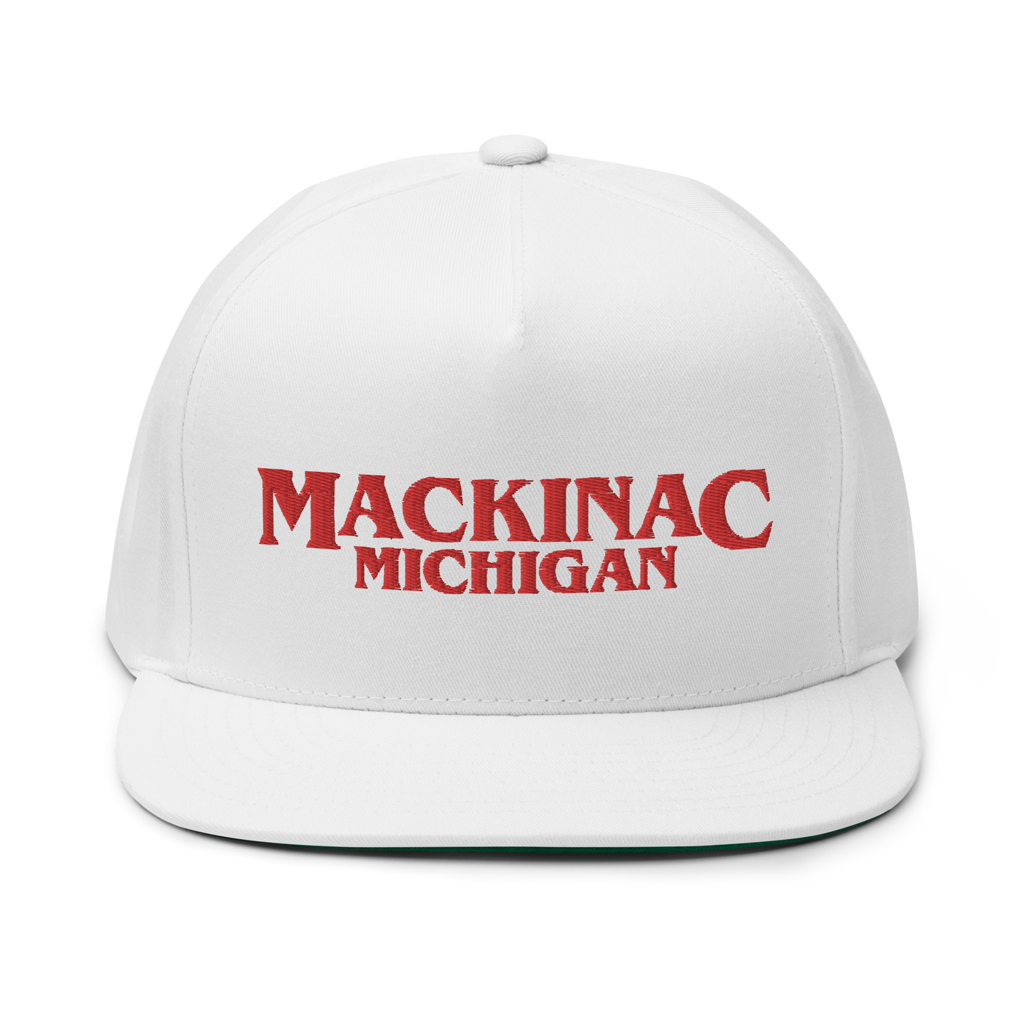 'Mackinac Michigan' Flat Bill Snapback (1980s Drama Parody)