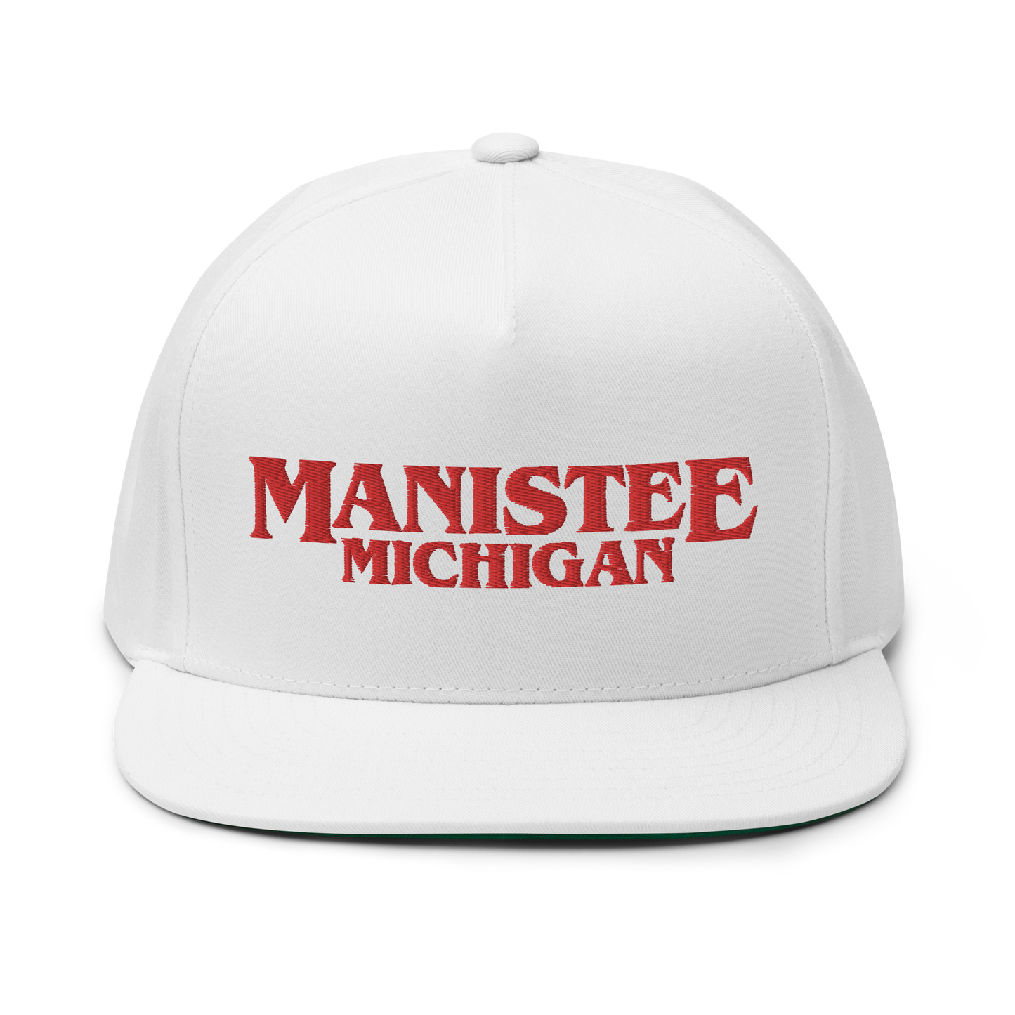 'Manistee Michigan' Flat Bill Snapback (1980s Drama Parody)