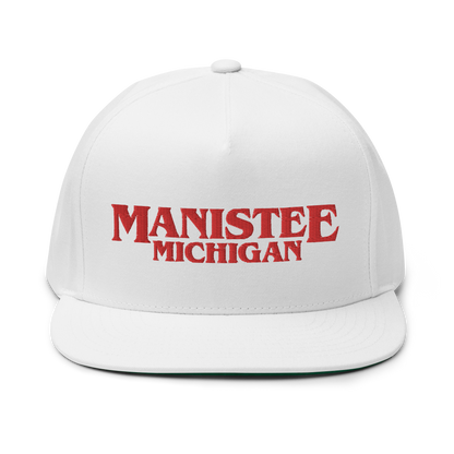 'Manistee Michigan' Flat Bill Snapback (1980s Drama Parody)