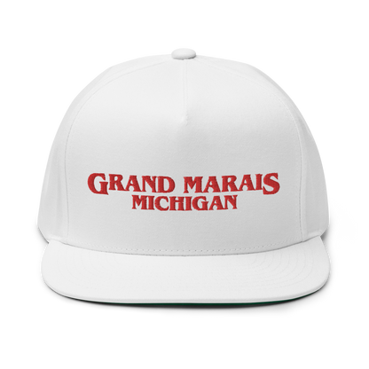 'Grand Marais Michigan' Flat Bill Snapback (1980s Drama Parody)