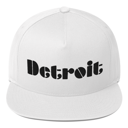 'Detroit' Flat Bill Snapback | White/Black Embridery