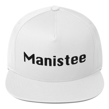 'Manistee' Flat Bill Snapback | White/Black Embroidery