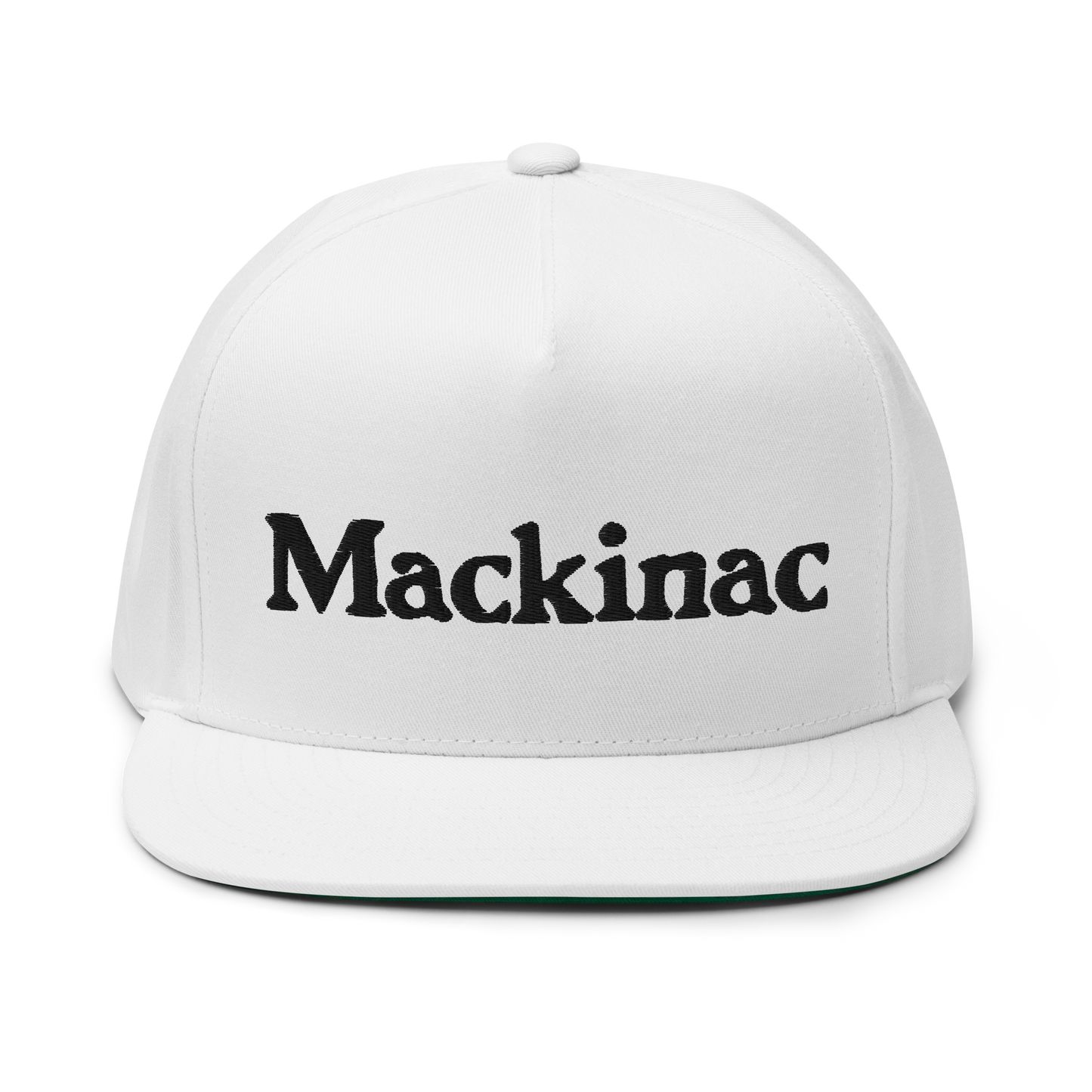 'Mackinac' Flat Bill Cap | White/Black Embroidery