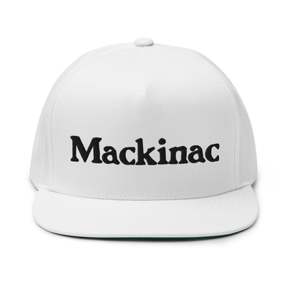 'Mackinac' Flat Bill Cap | White/Black Embroidery