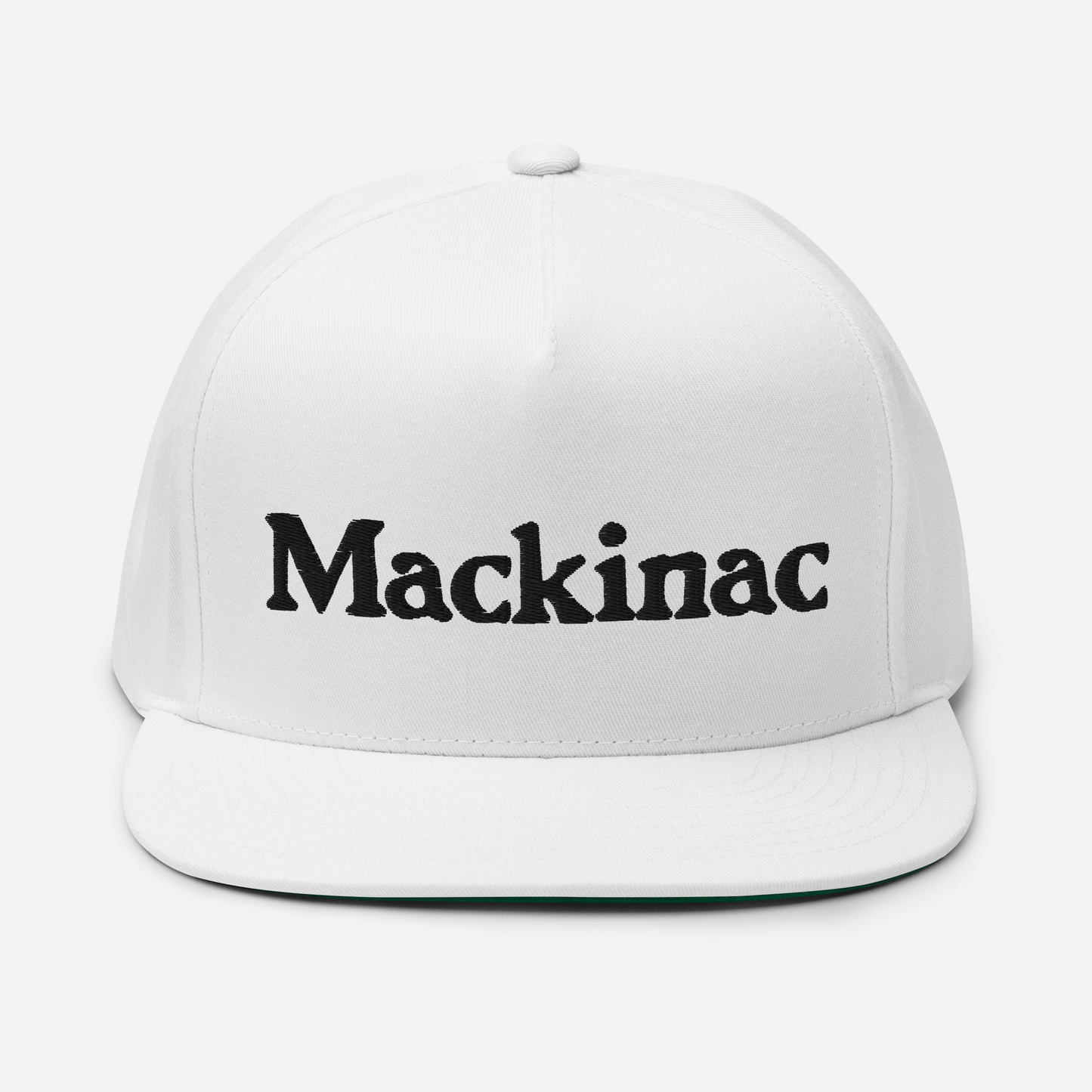 'Mackinac' Flat Bill Cap | White/Black Embroidery