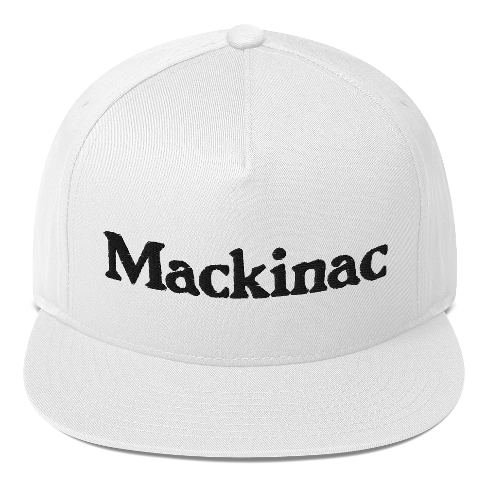 'Mackinac' Flat Bill Cap | White/Black Embroidery