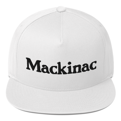 'Mackinac' Flat Bill Cap | White/Black Embroidery