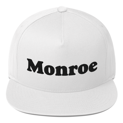 'Monroe' Flat Bill Snapback | White/Black Embroidery