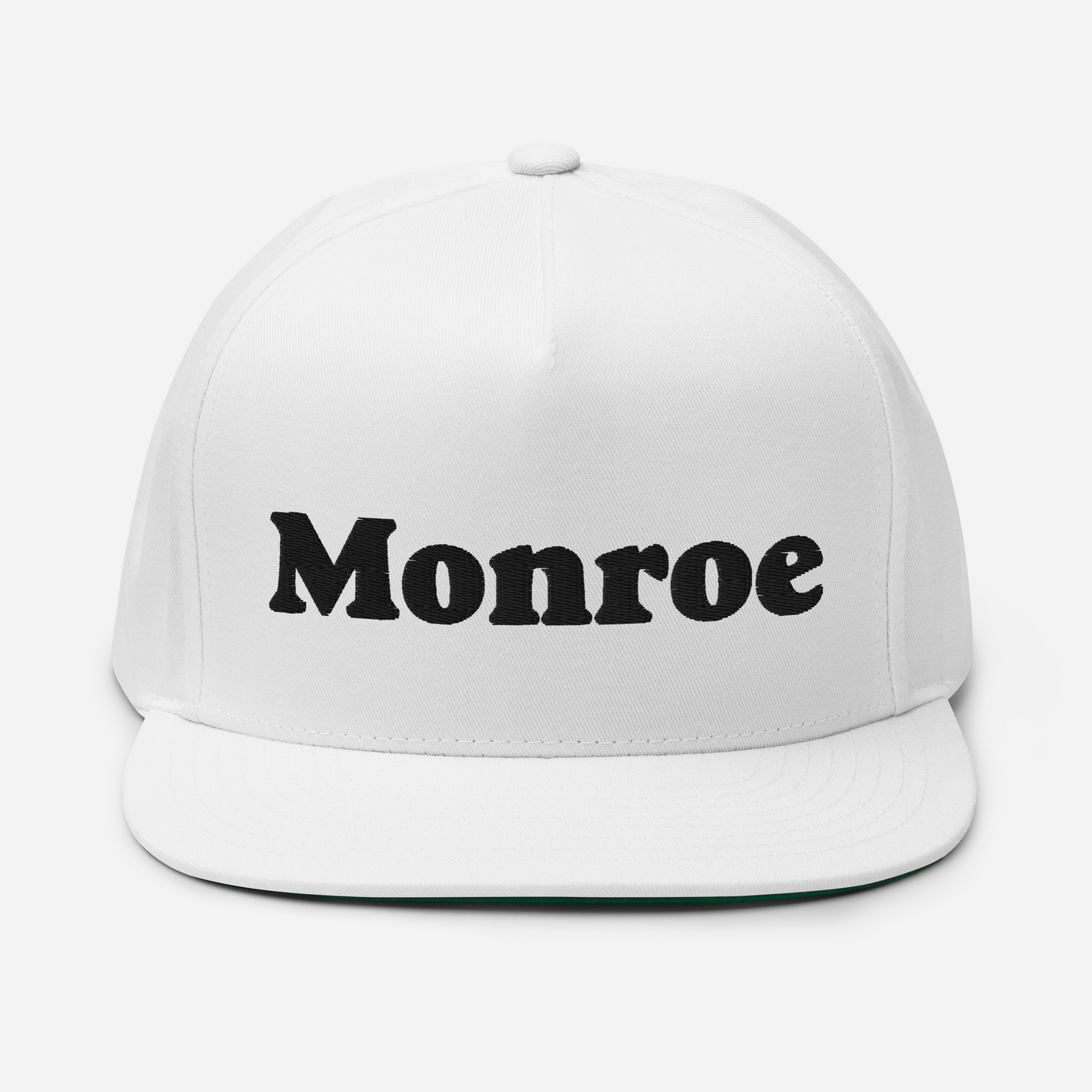 'Monroe' Flat Bill Snapback | White/Black Embroidery