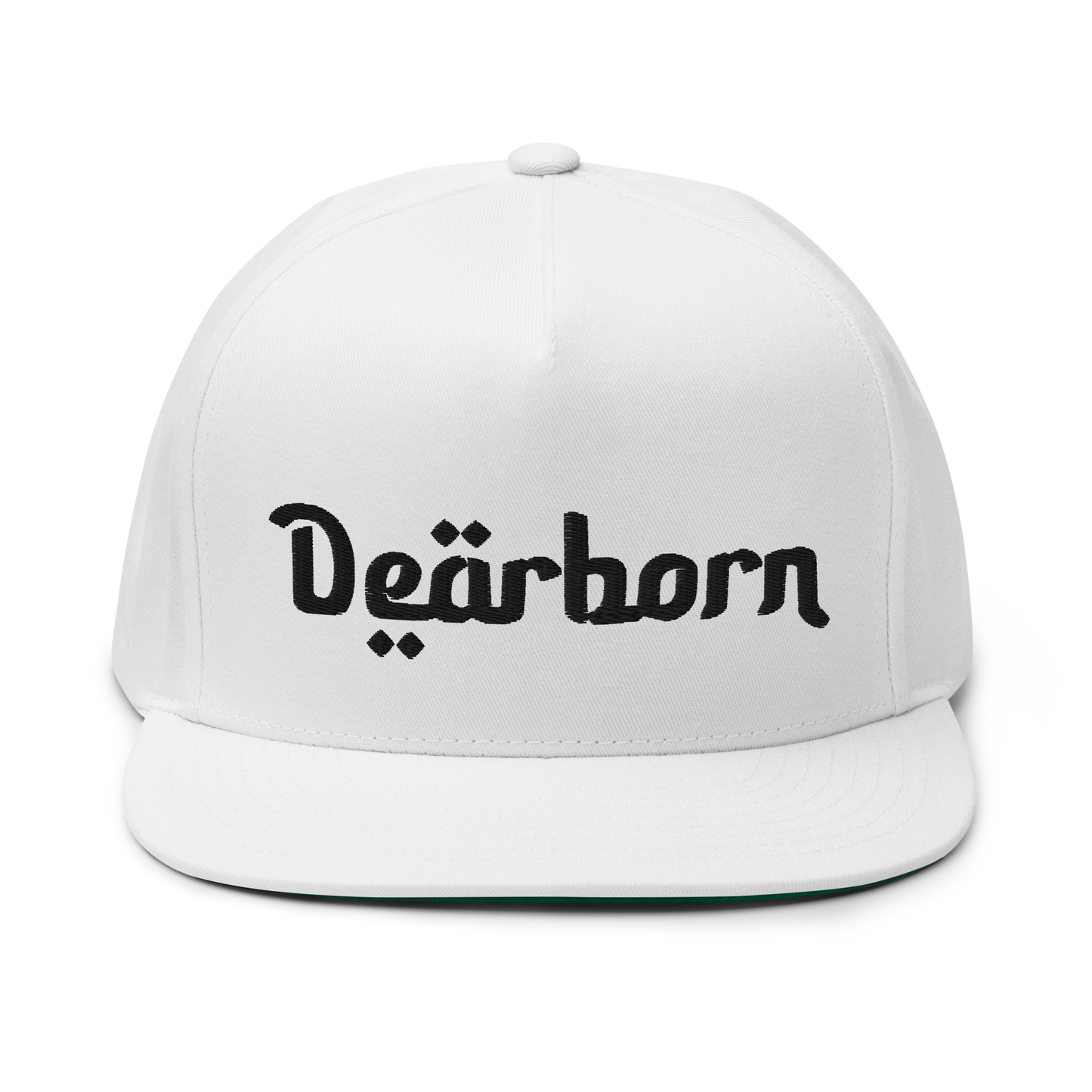 'Dearborn' Flat Bill Snapback | White/Black Embroidery