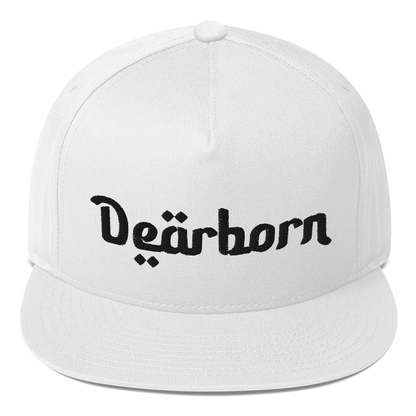 'Dearborn' Flat Bill Snapback | White/Black Embroidery