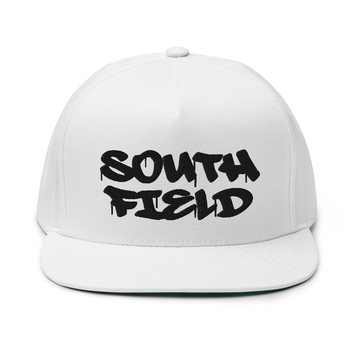 'Southfield' Flat Bill Snapback | White/Black Embroidery