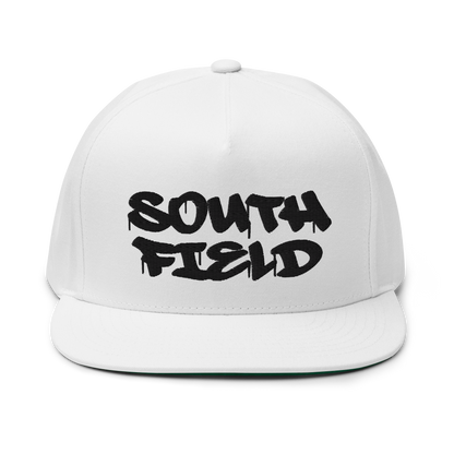 'Southfield' Flat Bill Snapback | White/Black Embroidery