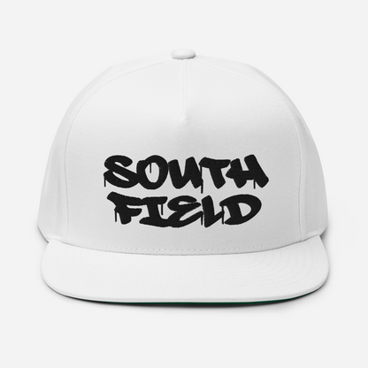 'Southfield' Flat Bill Snapback | White/Black Embroidery