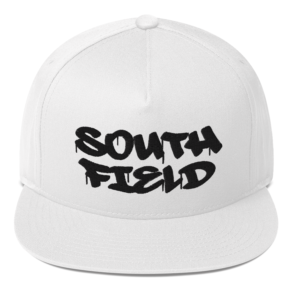 'Southfield' Flat Bill Snapback | White/Black Embroidery