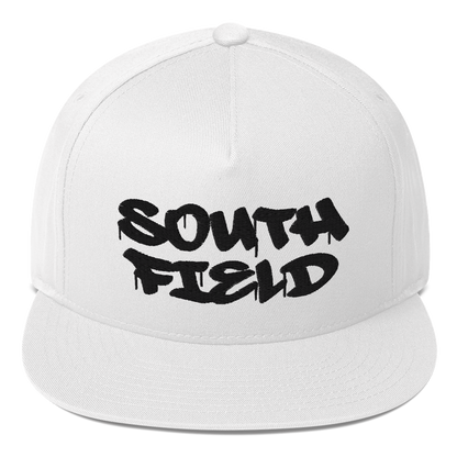 'Southfield' Flat Bill Snapback | White/Black Embroidery