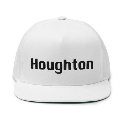 'Houghton' Flat Bill Snapback | White/Black Embroidery