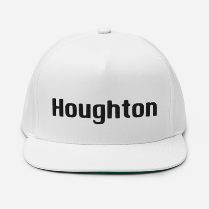 'Houghton' Flat Bill Snapback | White/Black Embroidery