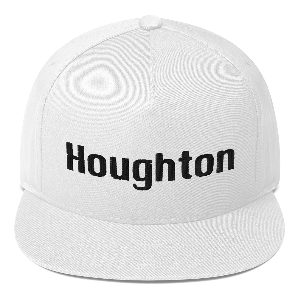 'Houghton' Flat Bill Snapback | White/Black Embroidery