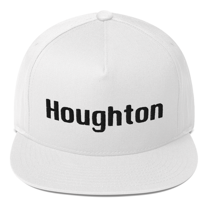 'Houghton' Flat Bill Snapback | White/Black Embroidery