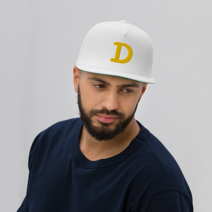 Detroit 'Old French D' Flat Bill Snapback (w/ Side Design) | Gold Embroidery