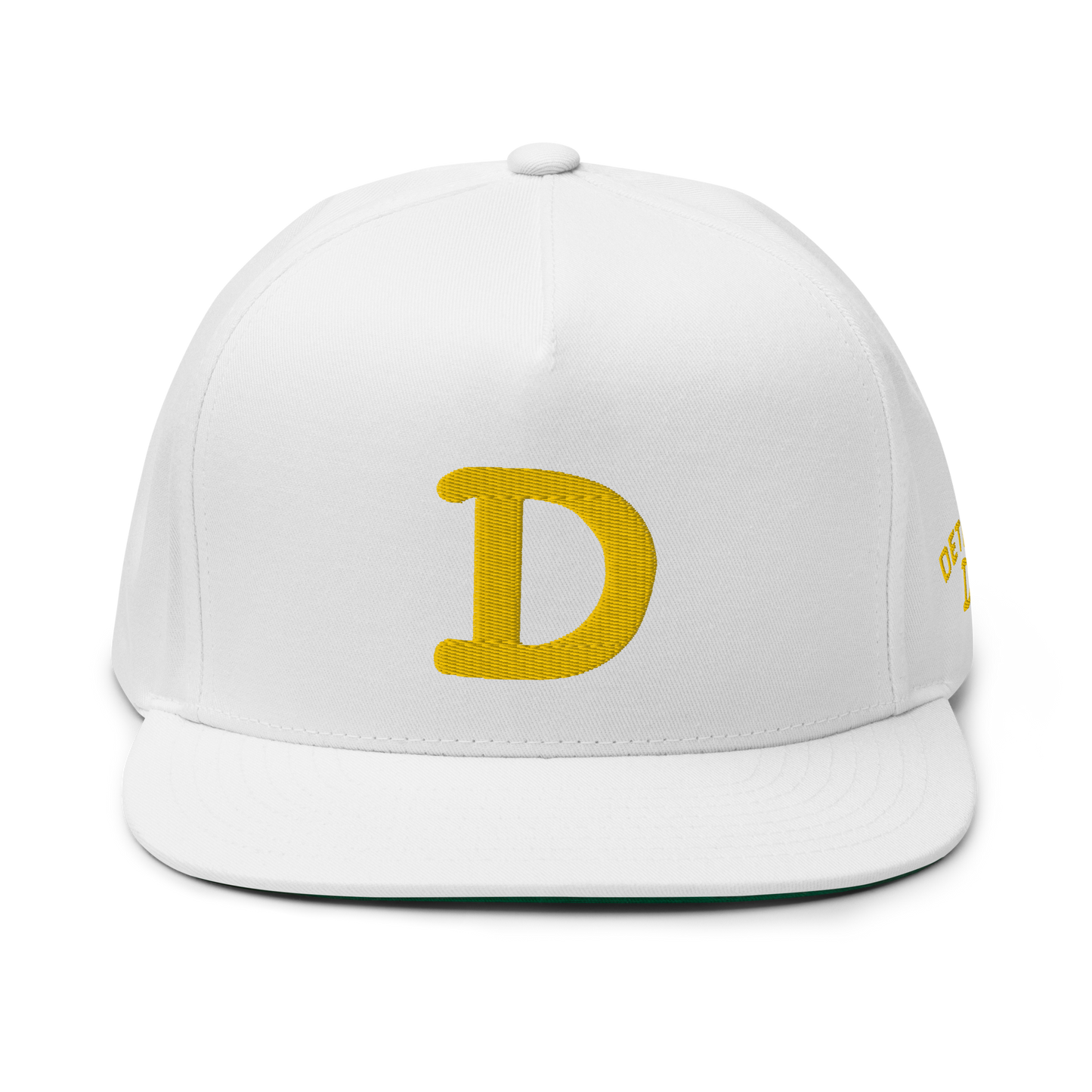 Detroit 'Old French D' Flat Bill Snapback (w/ Side Design) | Gold Embroidery