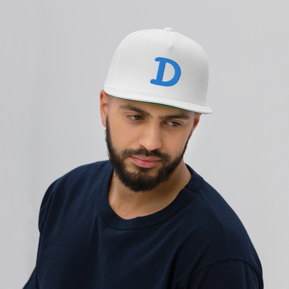 Detroit 'Old French D' Flat Bill Snapback (w/ Side Design) | Azure Embroidery