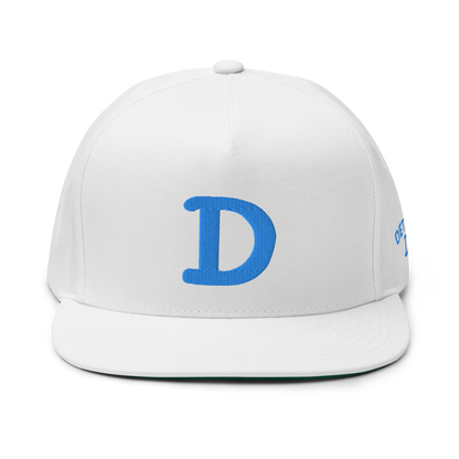 Detroit 'Old French D' Flat Bill Snapback (w/ Side Design) | Azure Embroidery