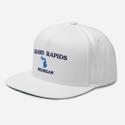 'Grand Rapids Michigan' Flat Bill Snapback Cap (w/ Michigan Outline)