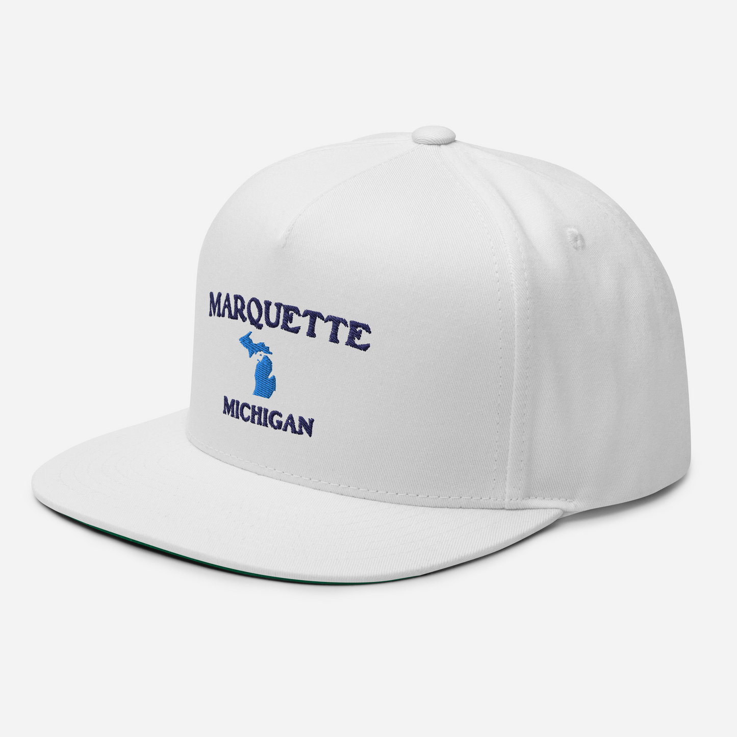 'Marquette Michigan' Flat Bill Snapback (w/ Michigan Outline)