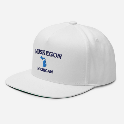 'Muskegon Michigan' Flat Bill Snapback (w/ Michigan Outline)