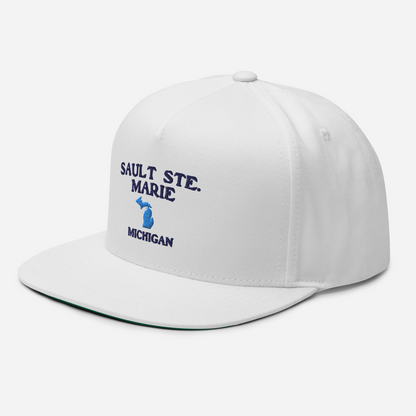 'Sault Ste. Marie' Flat Bill Snapback (w/ Michigan Outline)