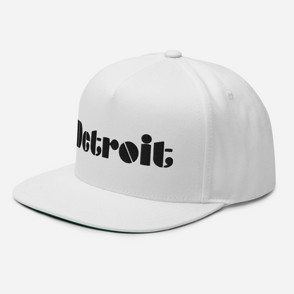 'Detroit' Flat Bill Snapback | White/Black Embridery