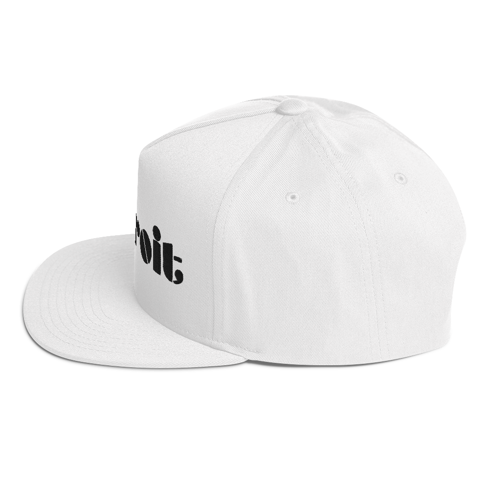 'Detroit' Flat Bill Snapback | White/Black Embridery