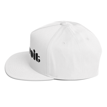 'Detroit' Flat Bill Snapback | White/Black Embridery