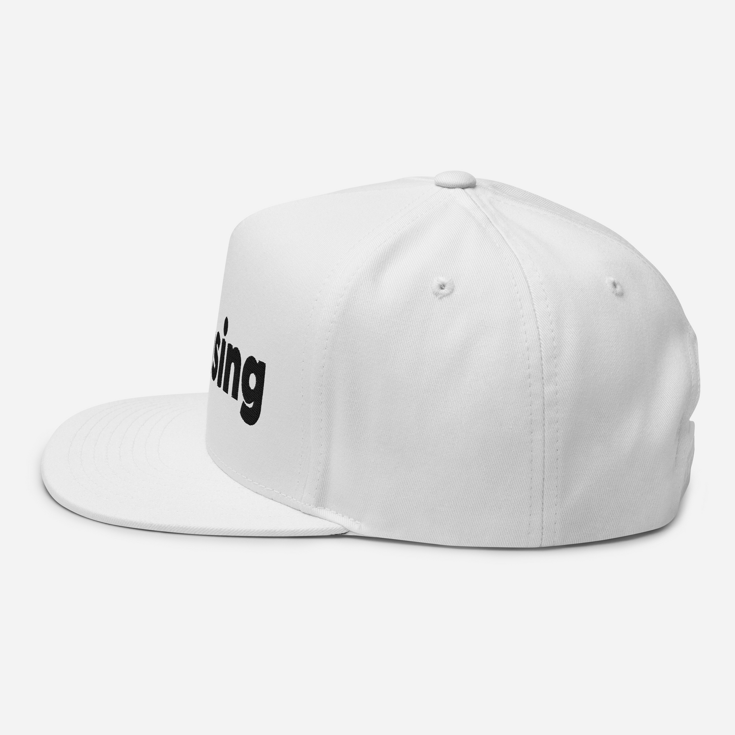 'Lansing' Flat Bill Snapback | White/Black Embroidery