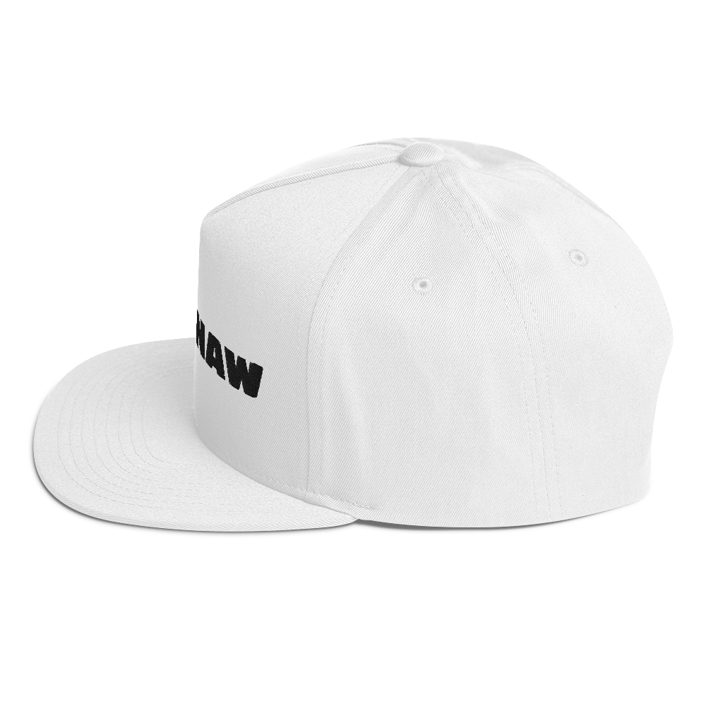 'Saginaw' Flat Bill Snapback | White/Black Embroidery